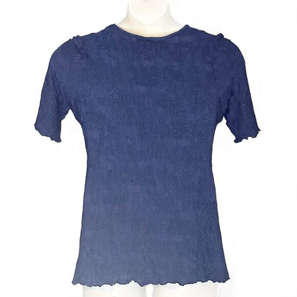 Sno Skins Dreamcatcher Crinkle Top Blouse Sz Large Scoop Neck Blue Soft Stretch - Picture 7 of 8